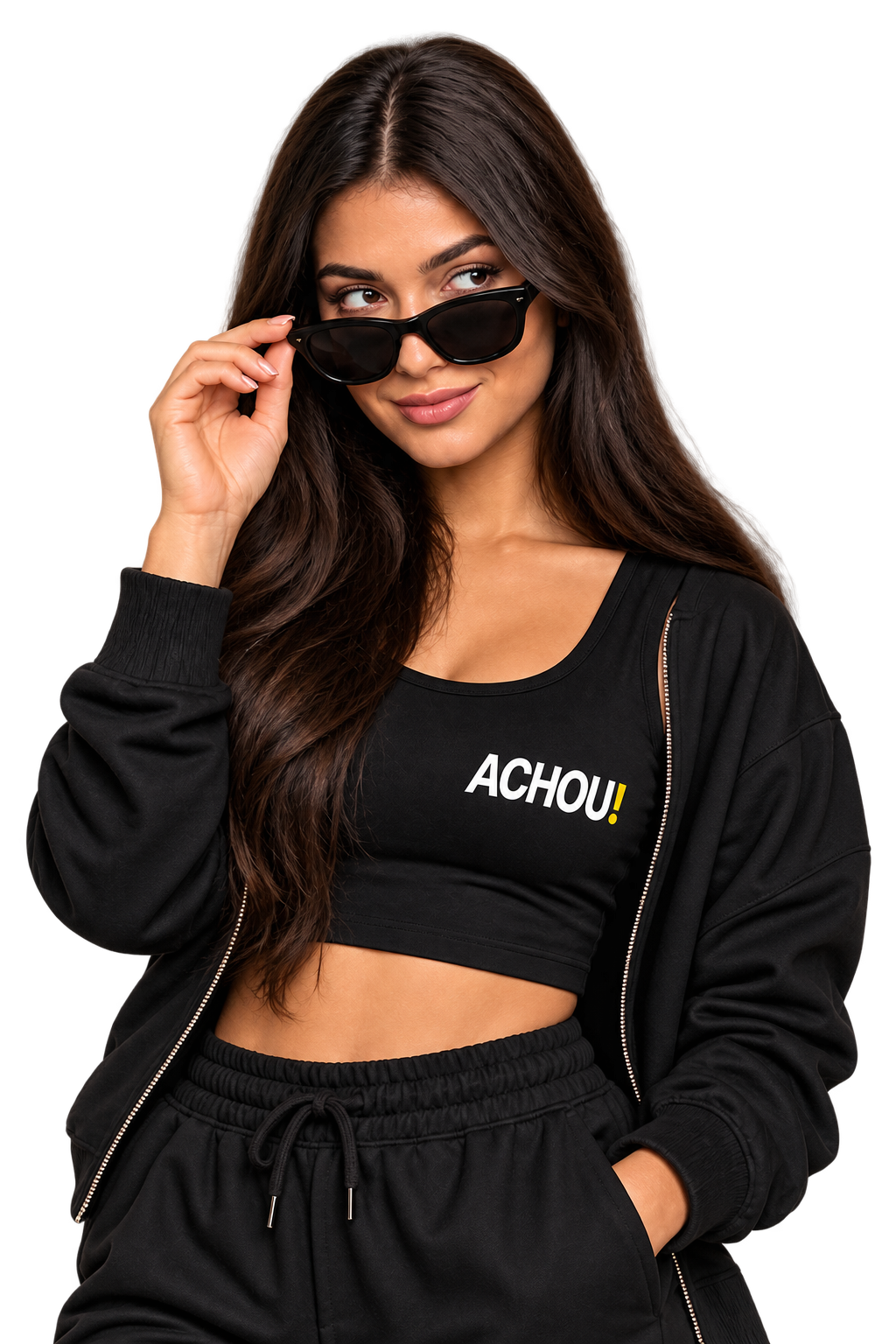 Mulher usando roupa da ACHOU!